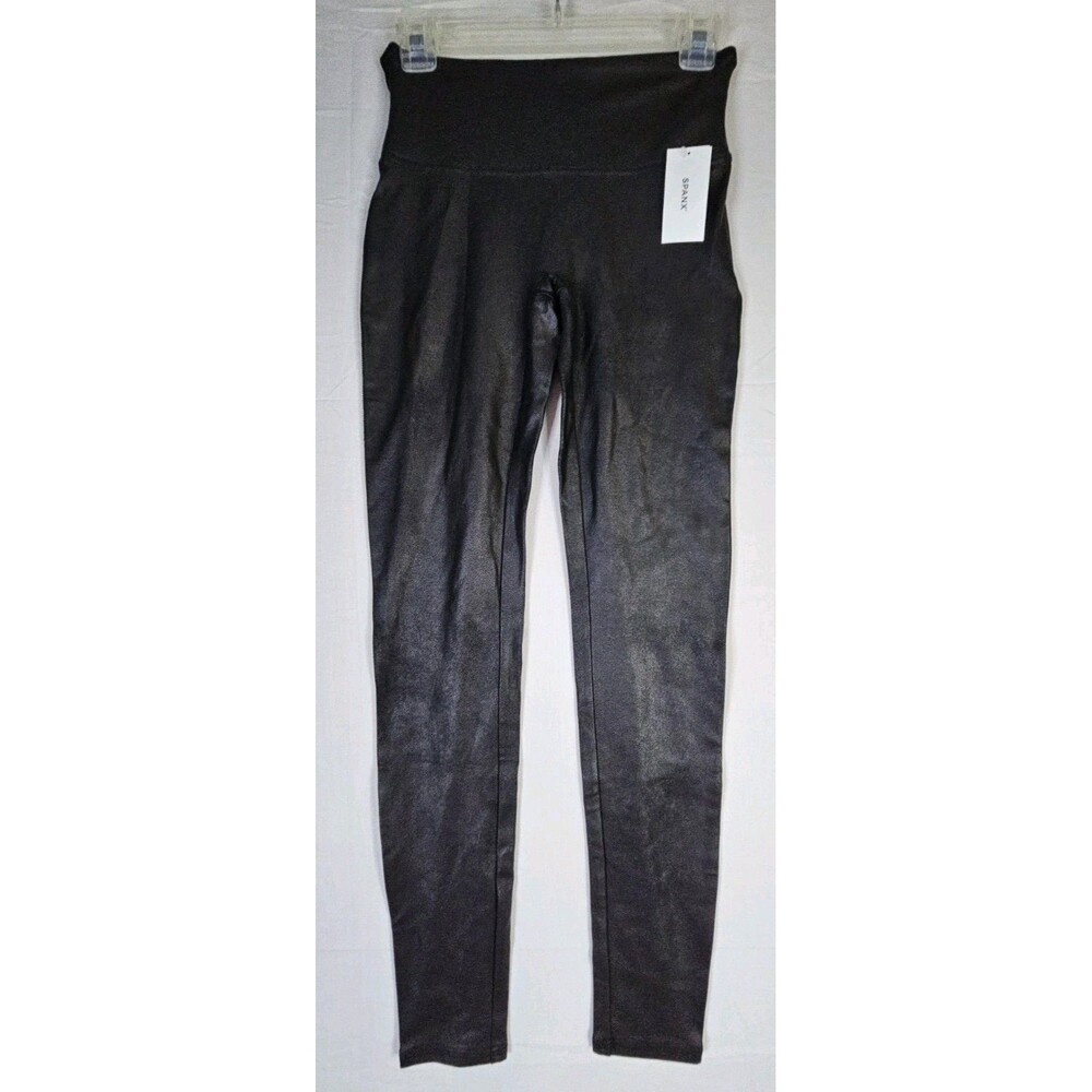 Spanx Legging Women's Size Medium Black Faux Leather Fleece-Lined M NEW TAG